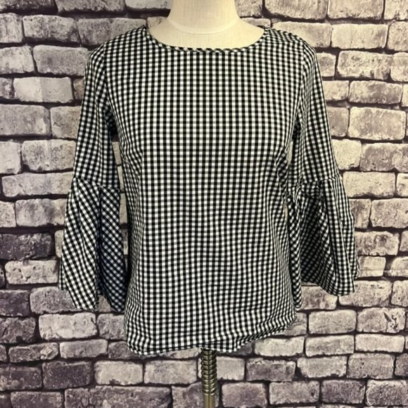 Jane And Delancey Black & White Check Blouse Size XS - Picture 1 of 8